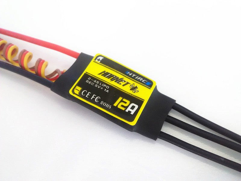 HTIRC HTI-H12-241701 H-12A. Hornet 12A. Aircraft Heli ESC. Burst 12A/15A 2-4LiPo 5-12NC BEC 5V/1A By HTIRC 24x19x6.5mm 11g (No Plugs) (8949816361197)