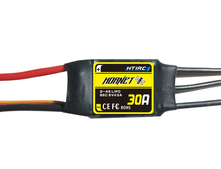 HTIRC HTI-H30-302401 H-30A. Hornet 30A. Aircraft Heli ESC. Burst 30A/40A 2-4LiPo 5-12NC BEC 5V/2A  By HTIRC 30x24x8.5mm 21g (8949816459501)
