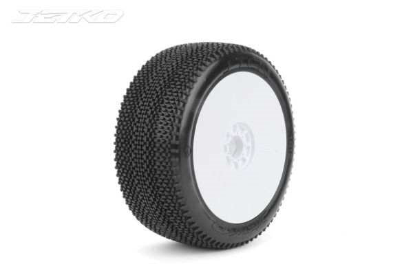 Jetko JKO1010DWSSG J-TEN 1/8 Buggy Dish White Rim Super Soft Glued (8949816623341)
