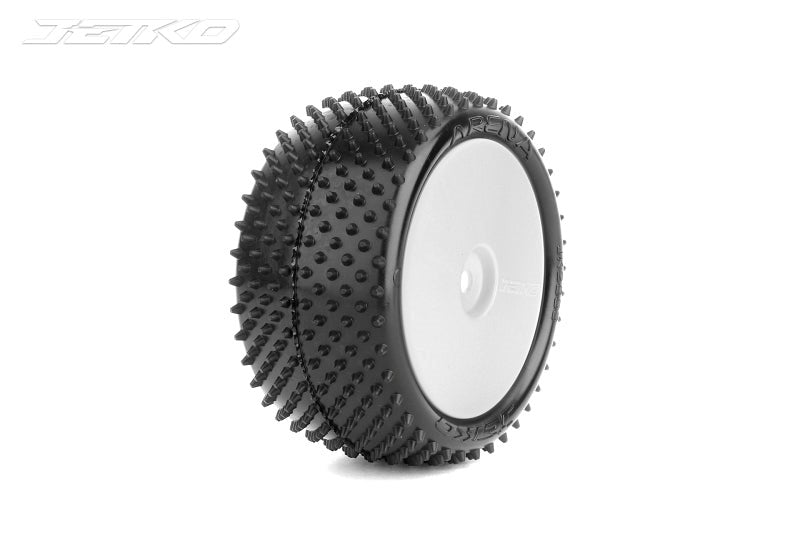 Jetko ARENA Carpet/Astro 2WD 4WD Buggy Pre-Mounted Glued Super Soft White RC Wheel & Tyre Set