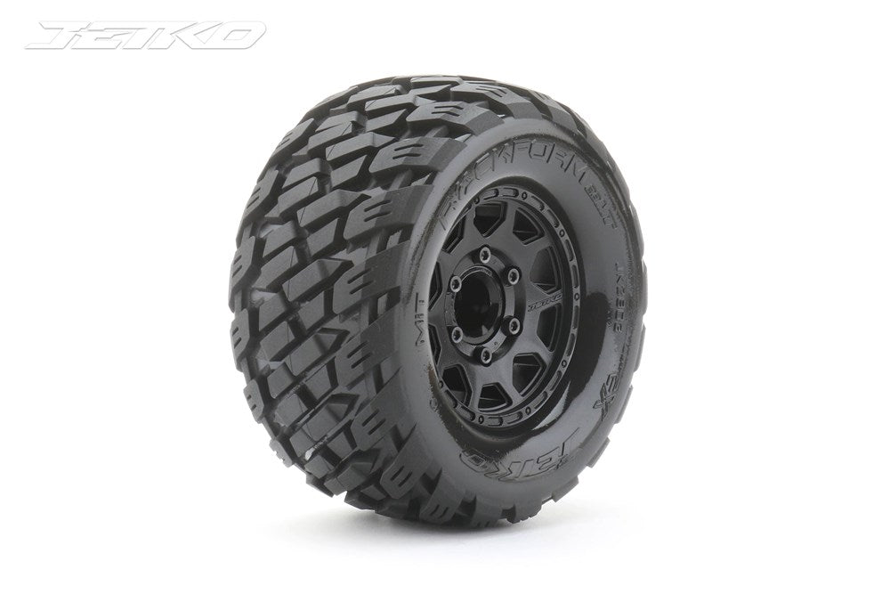 Jetko JKO2803CBMSGN 1/10 MT 2.8 EX-ROCKFORM/Claw Rim/Black/Medium Soft/Glued Includes Adapters for Traxxas Stamped Rustler Hoss Arrma Granite. 12mm 14mm and 17mm Hex (8949817540845)