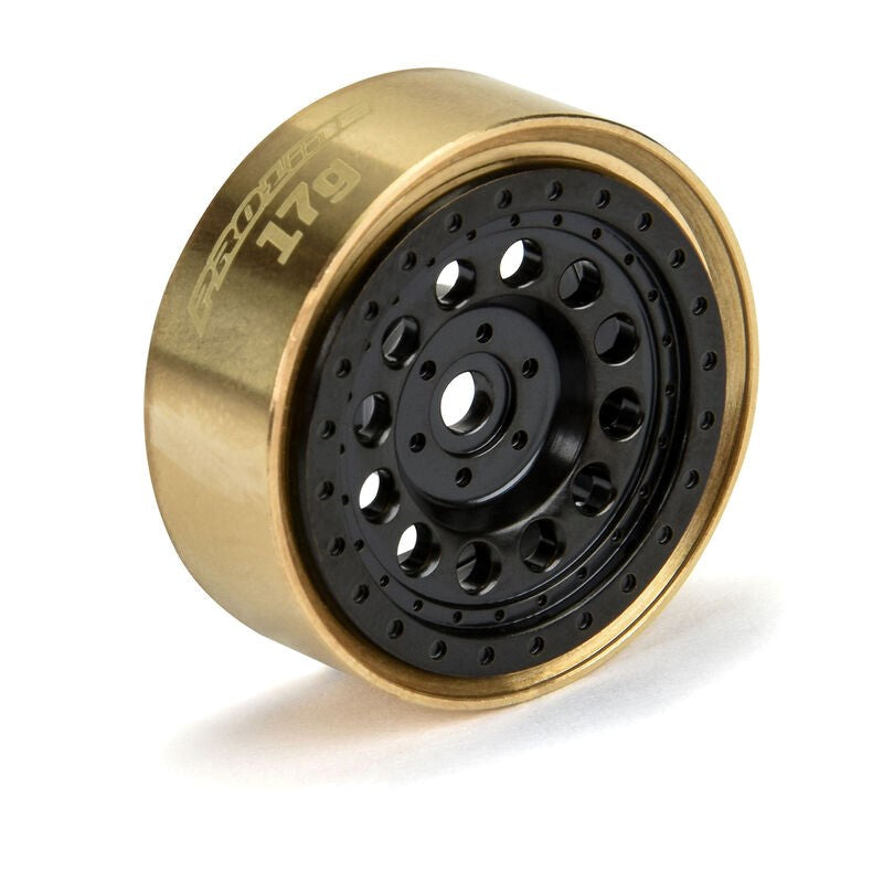 Proline PRO281200 1/24 Rock Shooter Brass F/R 1.0" 7mm Hex Crawler Wheels (2) Black SCX24 (8949821014253)