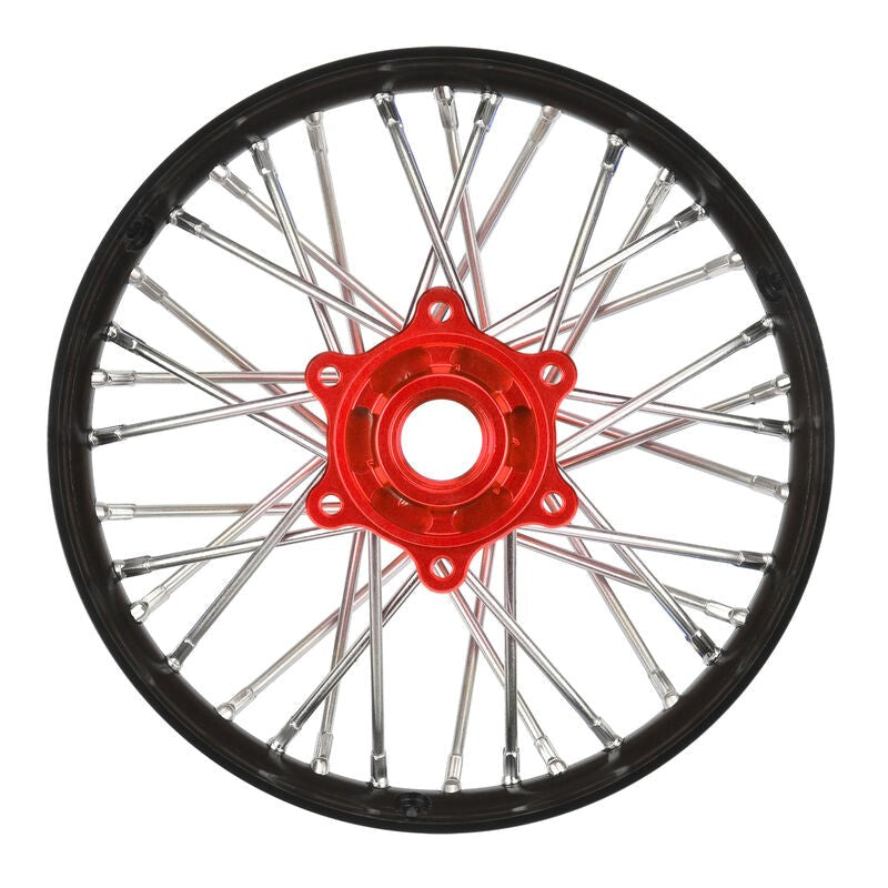 Proline PRO283600T2+PRO283700T2+PRO1022901+PRO1023001 1/4 Pro-Spec Aluminum V2 Bead Complete Bike F/R Wheel/MX33 Tire Combo Set Unmounted Black/Red: Promoto-MX (8949821145325)