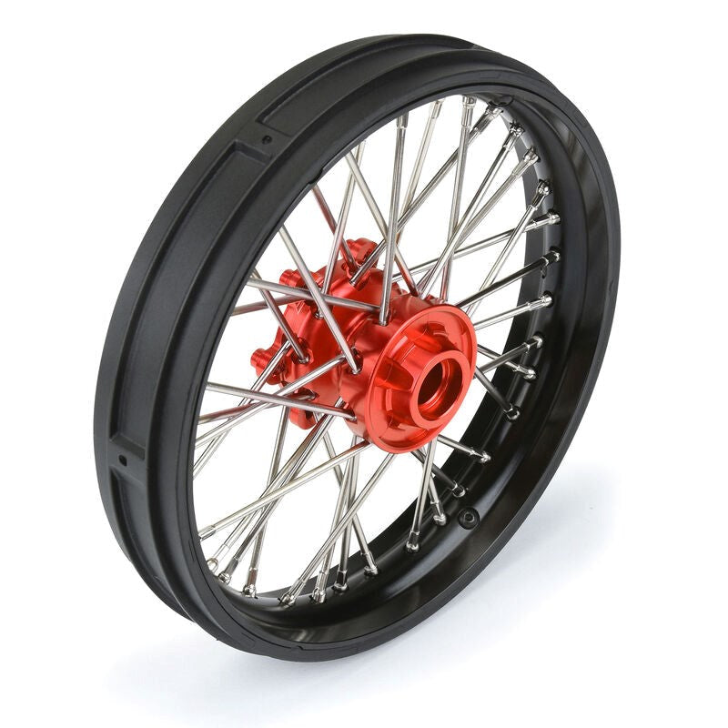 Proline PRO283600T2+PRO283700T2+PRO1022901+PRO1023001 1/4 Pro-Spec Aluminum V2 Bead Complete Bike F/R Wheel/MX33 Tire Combo Set Unmounted Black/Red: Promoto-MX (8949821145325)