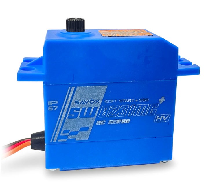 Savox SW-0231MGP Standard size HV Waterproof 25kg/0.15 @ 7.4v Digital Servo with Soft Start 66g 41.8x20.2x42.9mm (8949824815341)