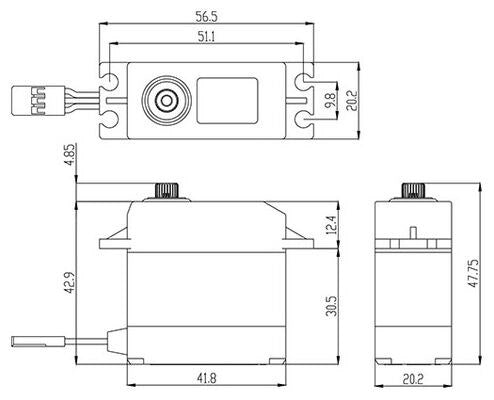 Savox SW-0231MGP Standard size HV Waterproof 25kg/0.15 @ 7.4v Digital Servo with Soft Start 66g 41.8x20.2x42.9mm