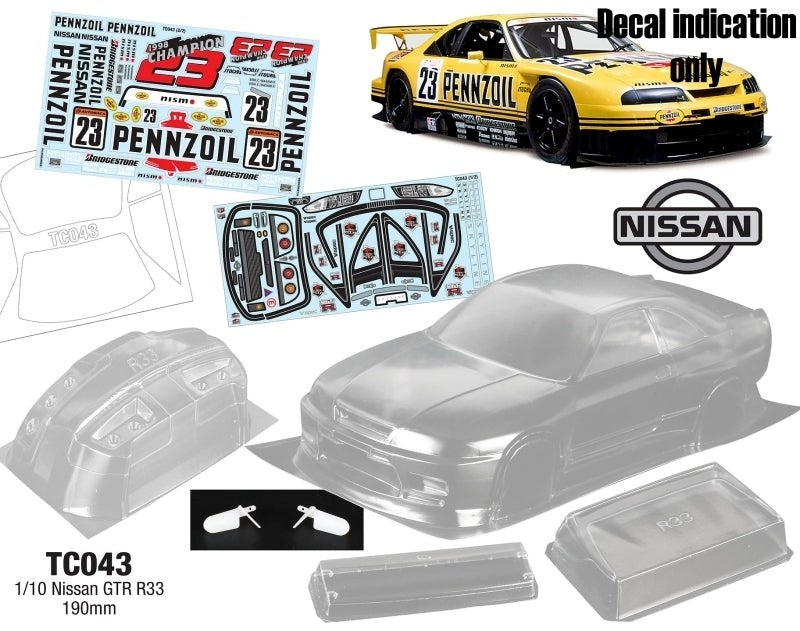 Team C TC043-P 1/10 Nissan GTR R33 190mm Pennzoil Decal Sheet (8949827141869)