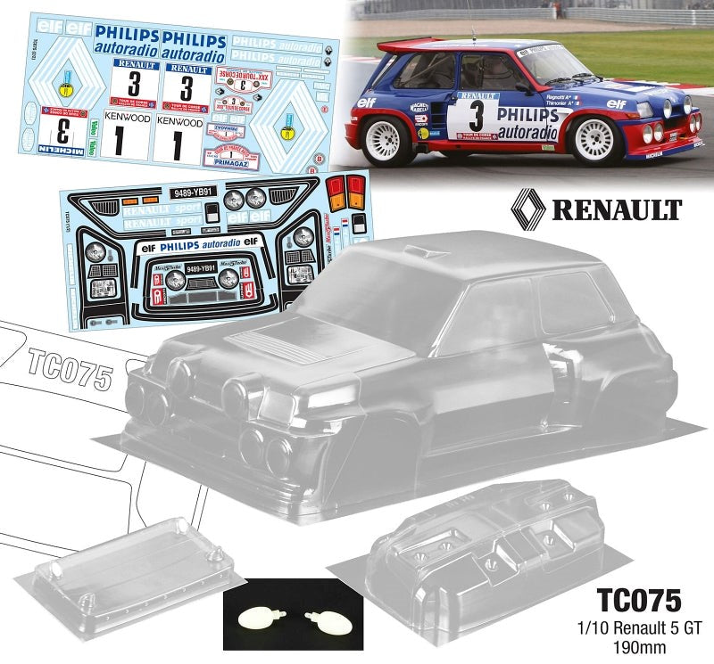 Team C TC075-P 1/10 RENAULT 5 GT Group b Rally 190mm Philips Decal Sheet (8949827207405)