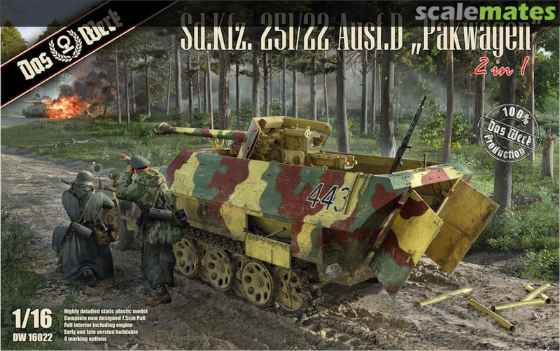 Das Werk DW16022 1/16 Sd.Kfz.251/22 Ausf.d Pakwagen Plastic Model Kit - Hobby City NZ (8966292177133)
