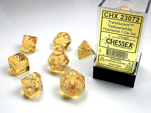 Chessex Translucent Polyhedral Yellow/white 7-Die Set
