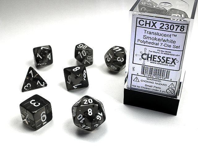 Chessex Translucent Polyhedral Smoke/white 7-Die Set