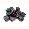 Chessex CHX25648 Opaque Black/Pink D6 Set of 12 (16mm) (9250464399597)