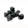 Chessex CHX25258 Opaque Black/Green Set of D10s (9250464104685)