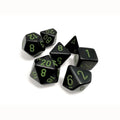 Chessex CHX25458 Opaque Black/Green Polyhedral 7 Dice Set (9250464301293)