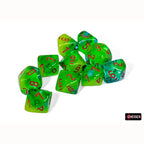Chessex CHX26270 Gemini Plasma Green-Teal/orange Luminary Set of 10 d10s
