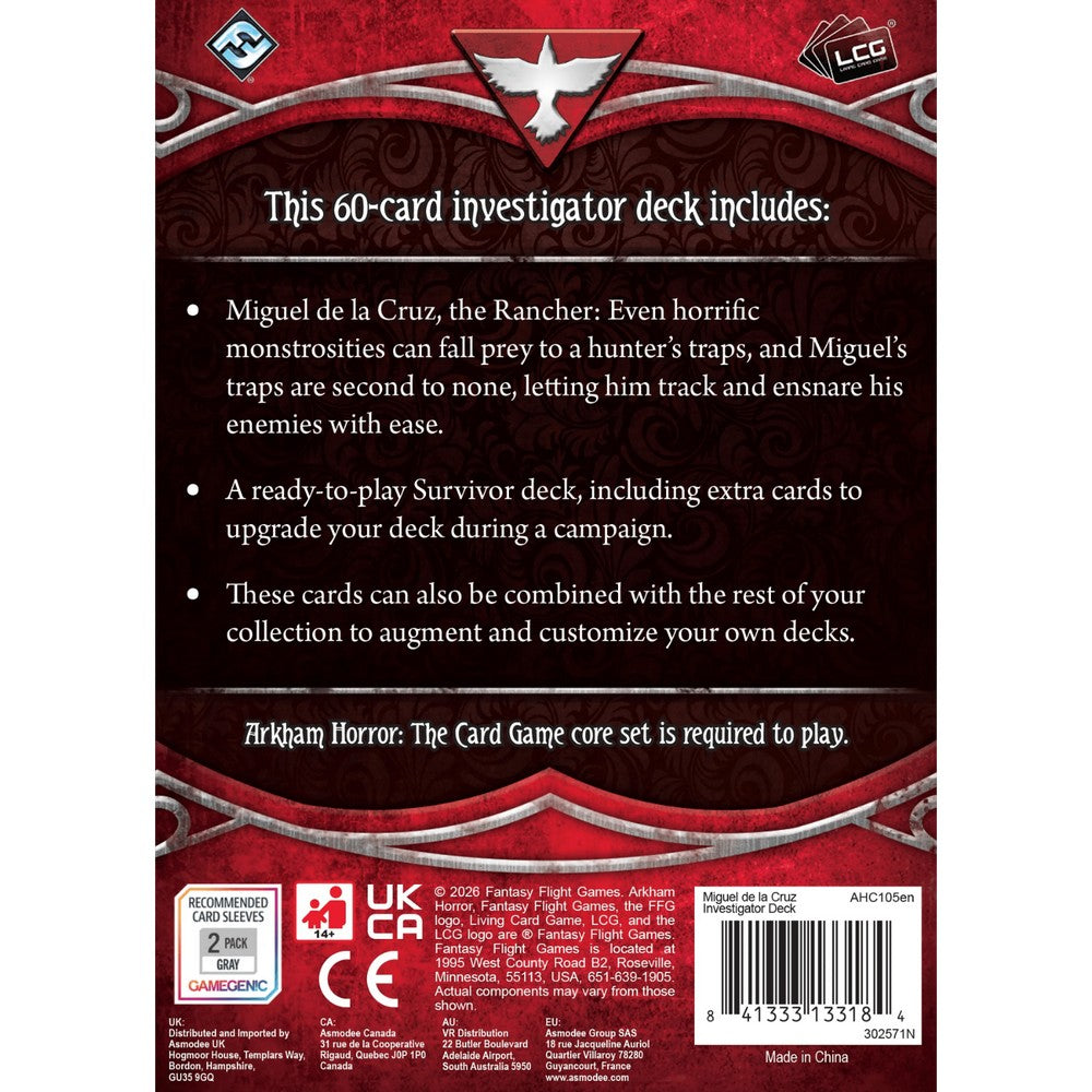 Fantasy Flight Games Arkham Horror The Card Game Investigator Deck Miguel de (2)