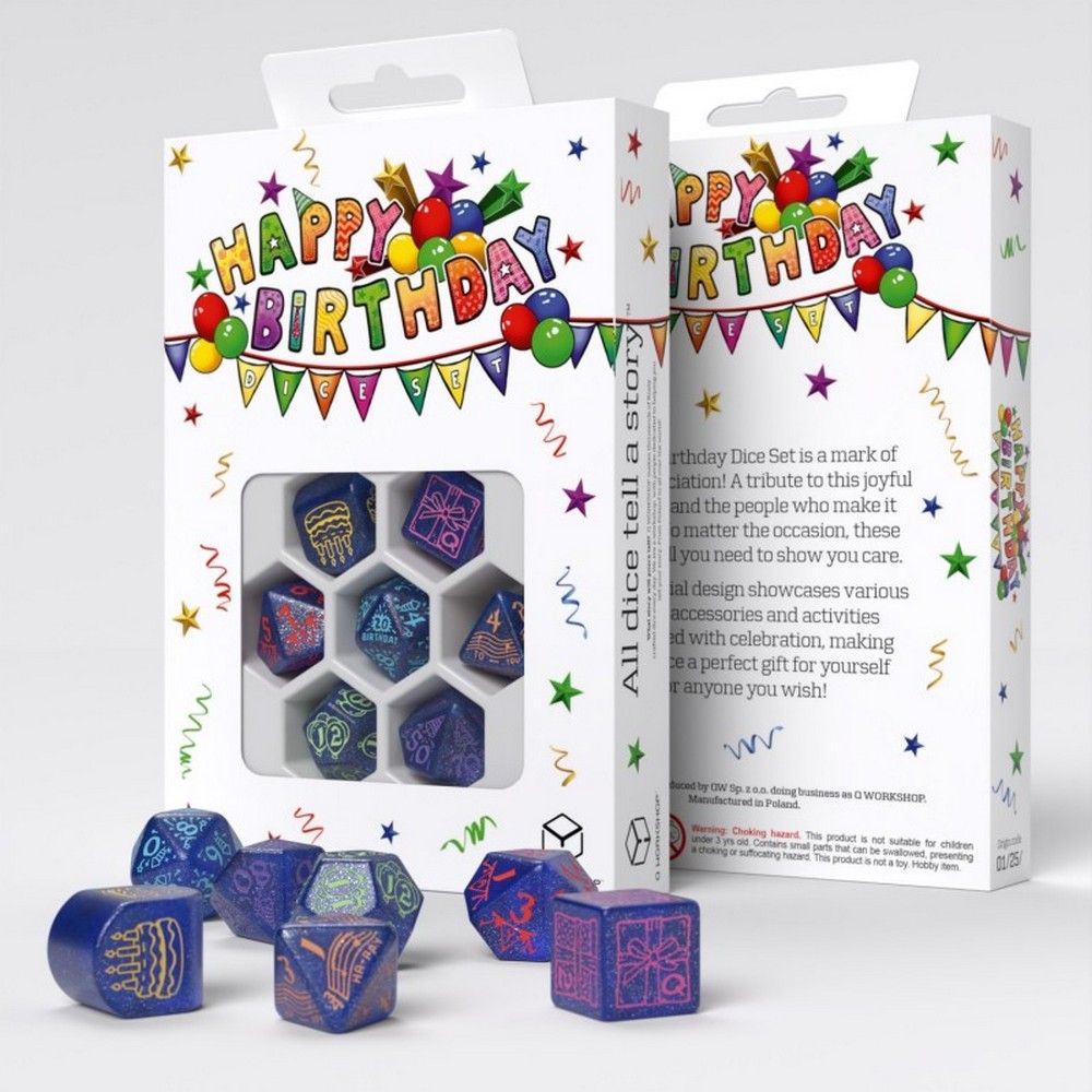 Q Workshop RHPB01 Happy Birthday Dice Set: Streamers (9250516467949)