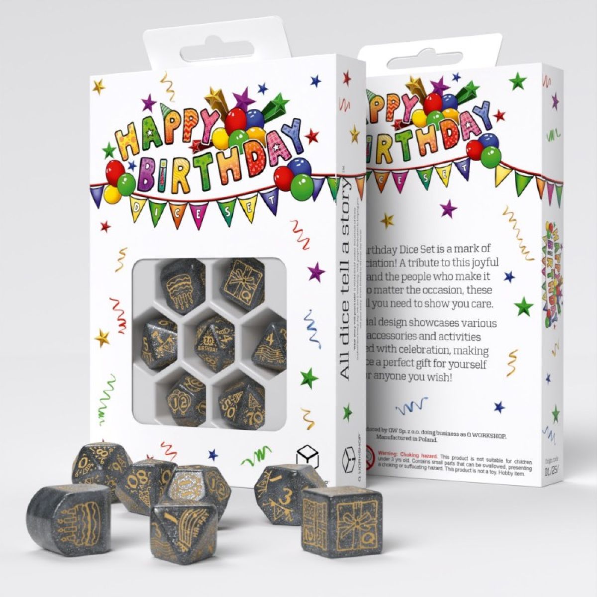 Q Workshop RHPB03 Happy Birthday Dice Set: Confetti (9250516664557)