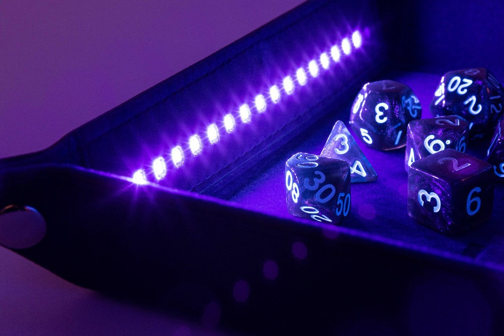 MDG FanRoll MDG530 Blacklight Dice Tray with d20 Black