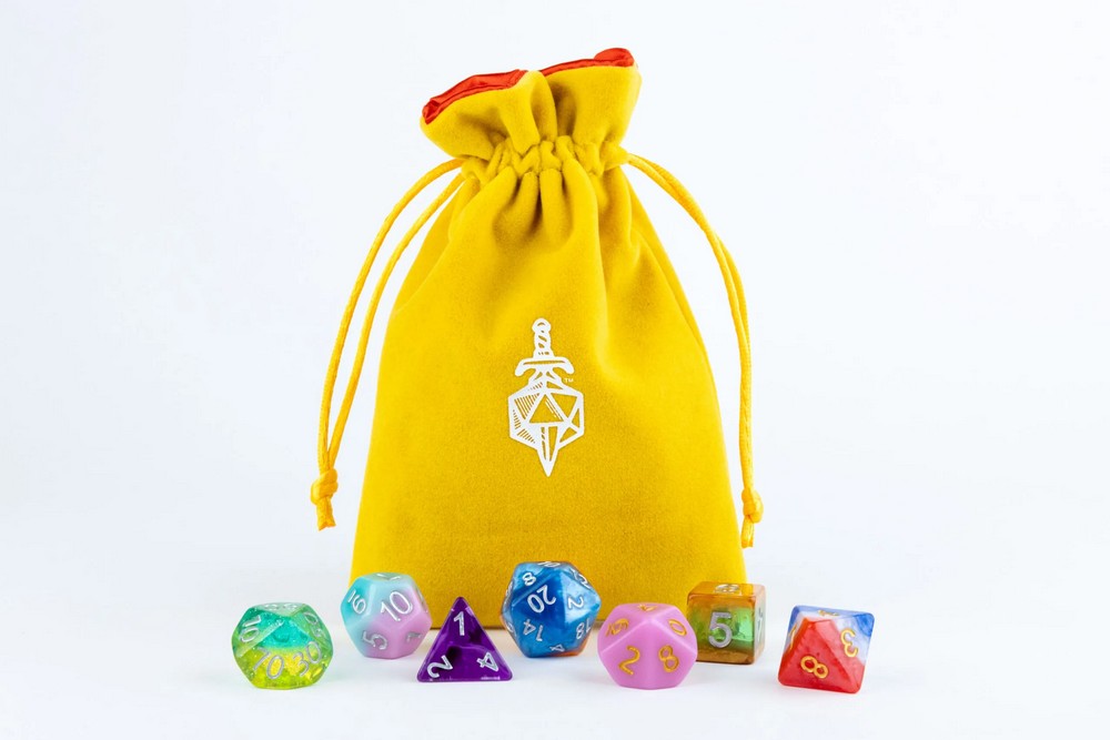 MDG FanRoll MDG9006 Small Velvet Dice Bag Gold w/ Red Satin