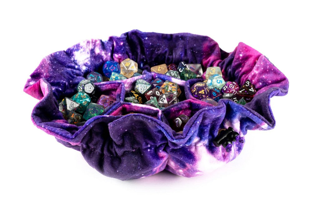 MDG FanRoll Velvet Compartment Dice Bag with Pockets Nebula