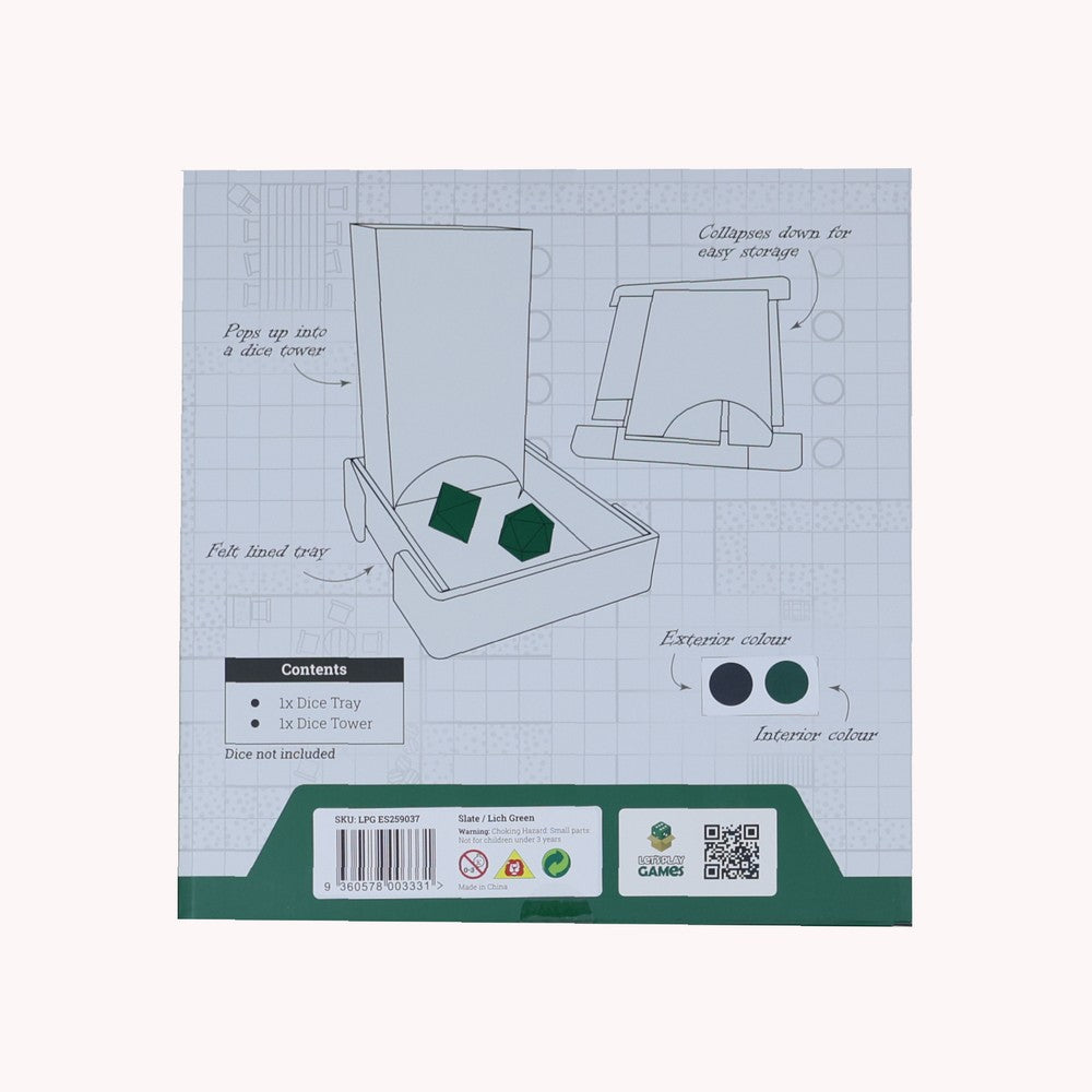 Lets Play Games 259037 Essentials Dice Tower and Mat Slate / Lich green