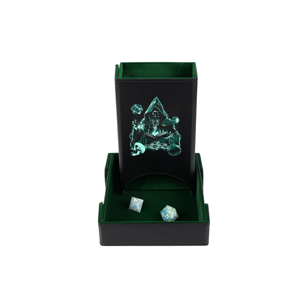 Lets Play Games 259037 Essentials Dice Tower and Mat Slate / Lich green