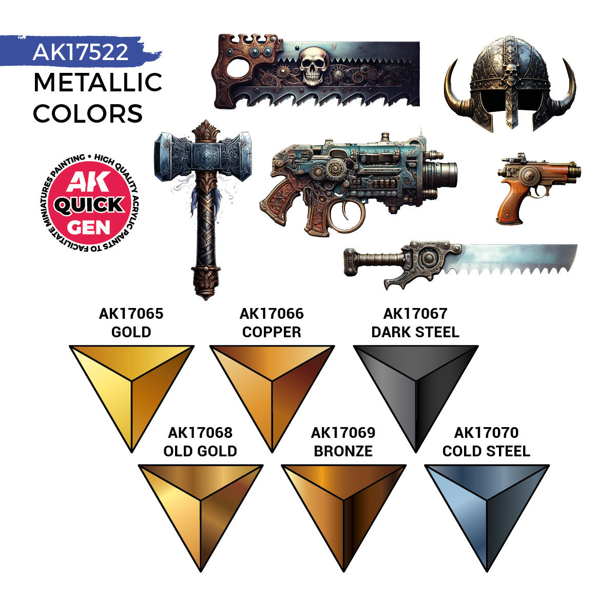 AK Interactive AK17522 Quick Gen Metallics Set
