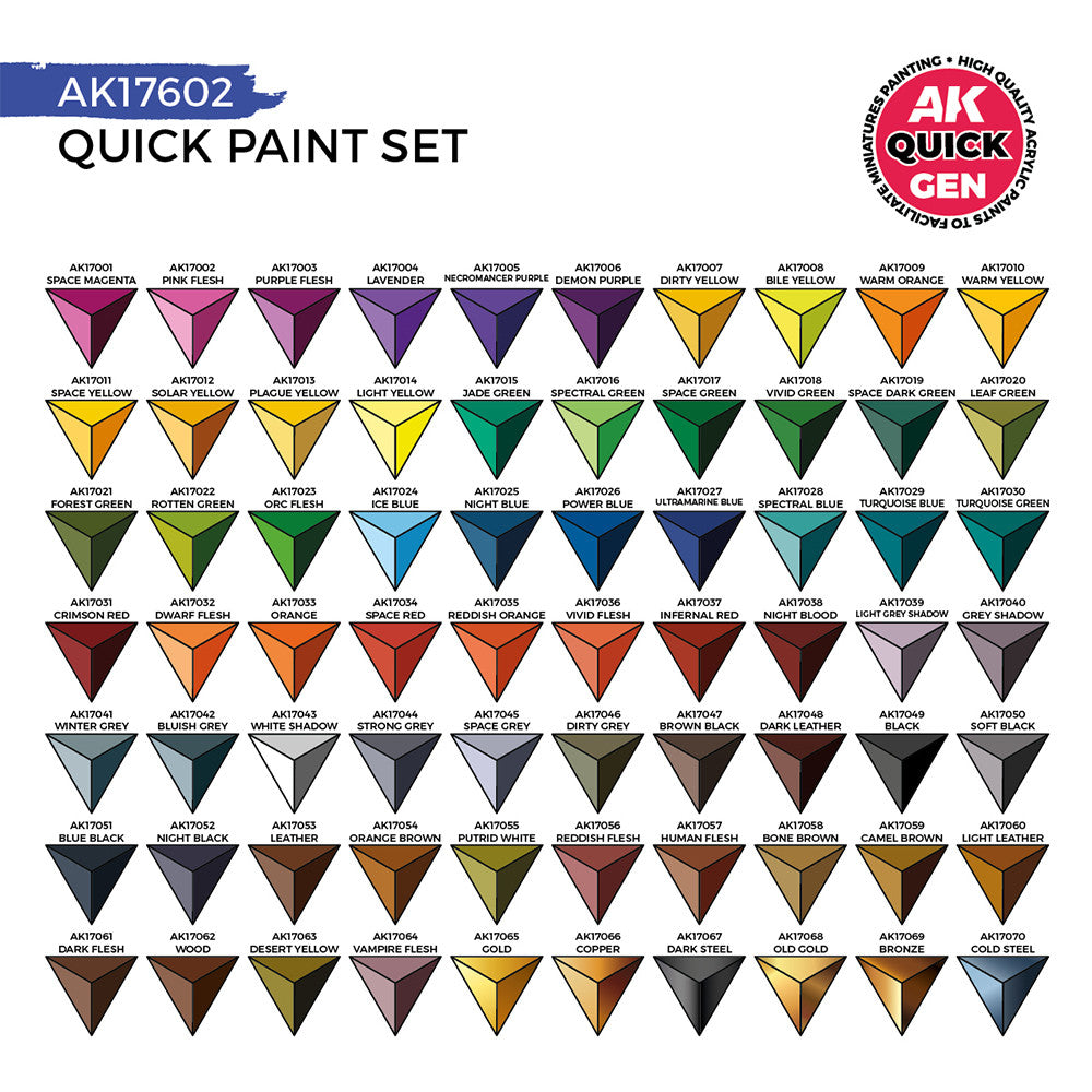 AK Interactive AK17602 Quick Gen Quick Paint Set 72 Quick Gen Colors