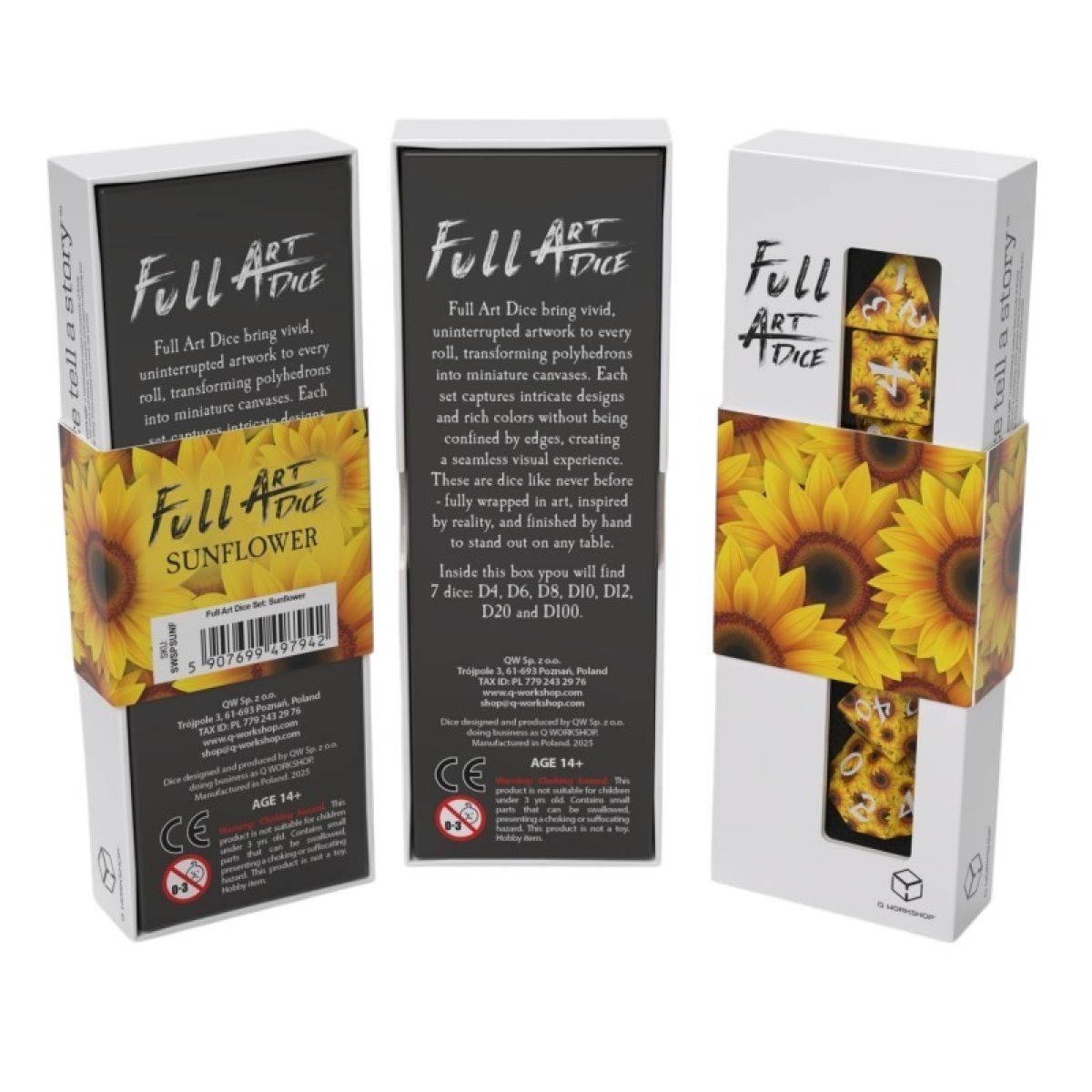 Q Workshop SWSPSUNF Full Art Dice Set: Sunflower (9250518728941)