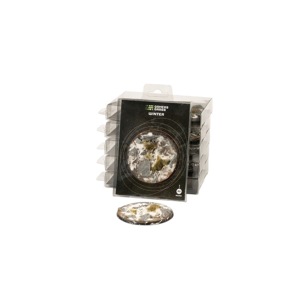 Gamers Grass GGB-WR80 Battle Ready Bases Winter Round 80mm (x1)