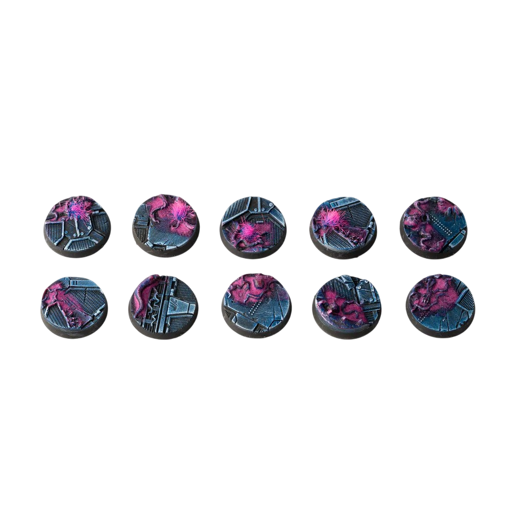 Gamers Grass GGB-AIR25 Battle Ready Bases Alien Infestation Round 25mm (x10)