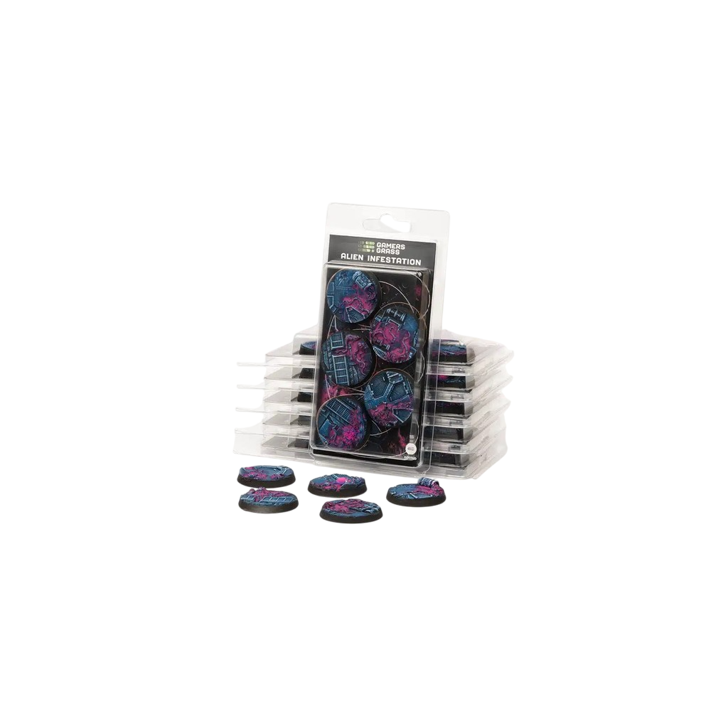 Gamers Grass GGB-AIR40 Battle Ready Bases Alien Infestation Round 40mm (x5)