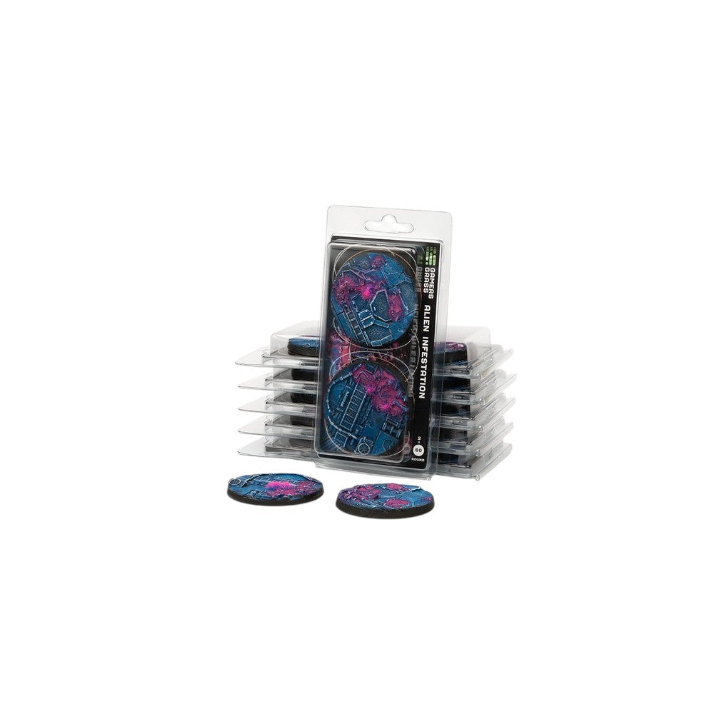 Gamers Grass GGB-AIR60 Battle Ready Bases Alien Infestation Round 60mm (x2)