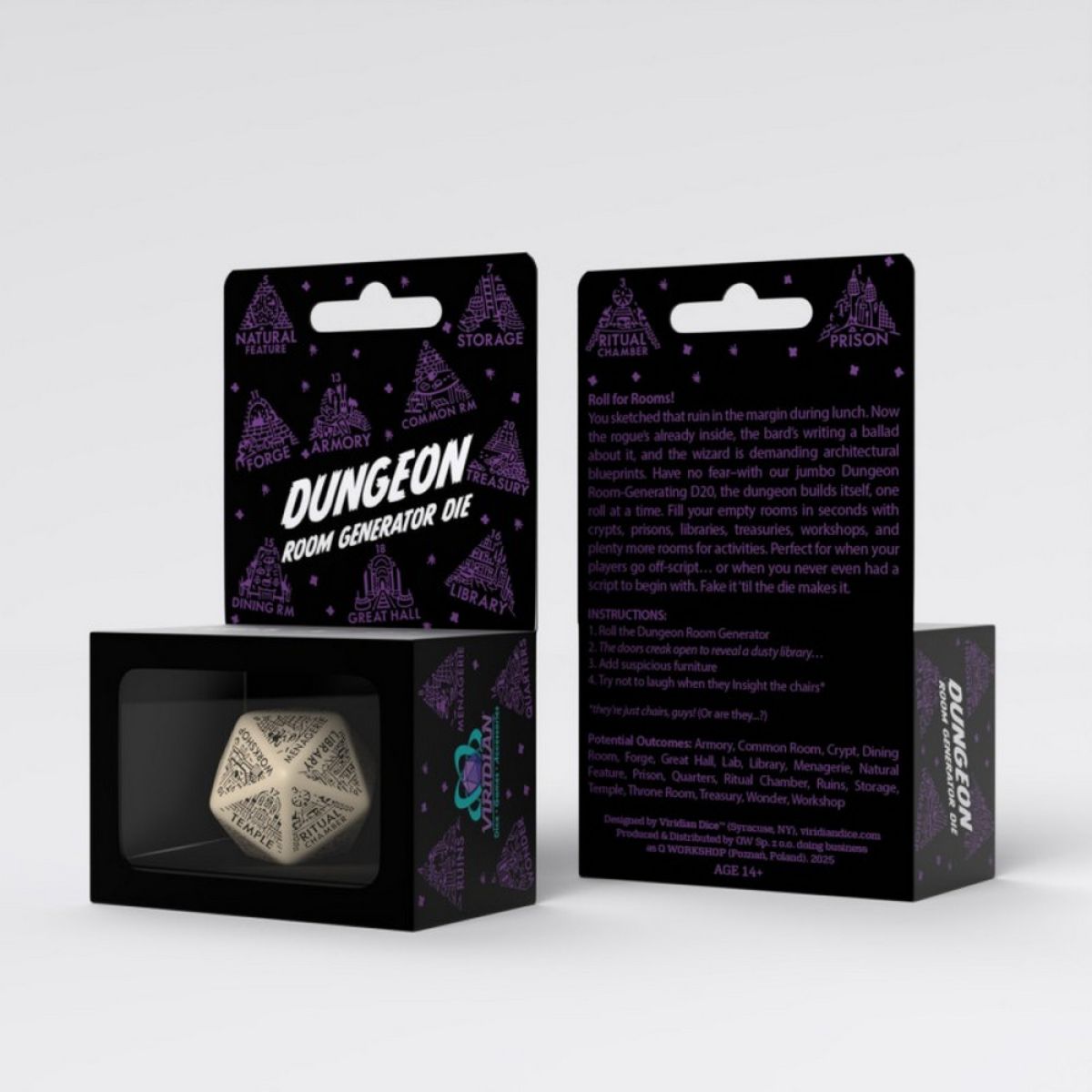 Q Workshop 20VDGG01 Dungeon Generator Die: Beige/Black (9250511192301)
