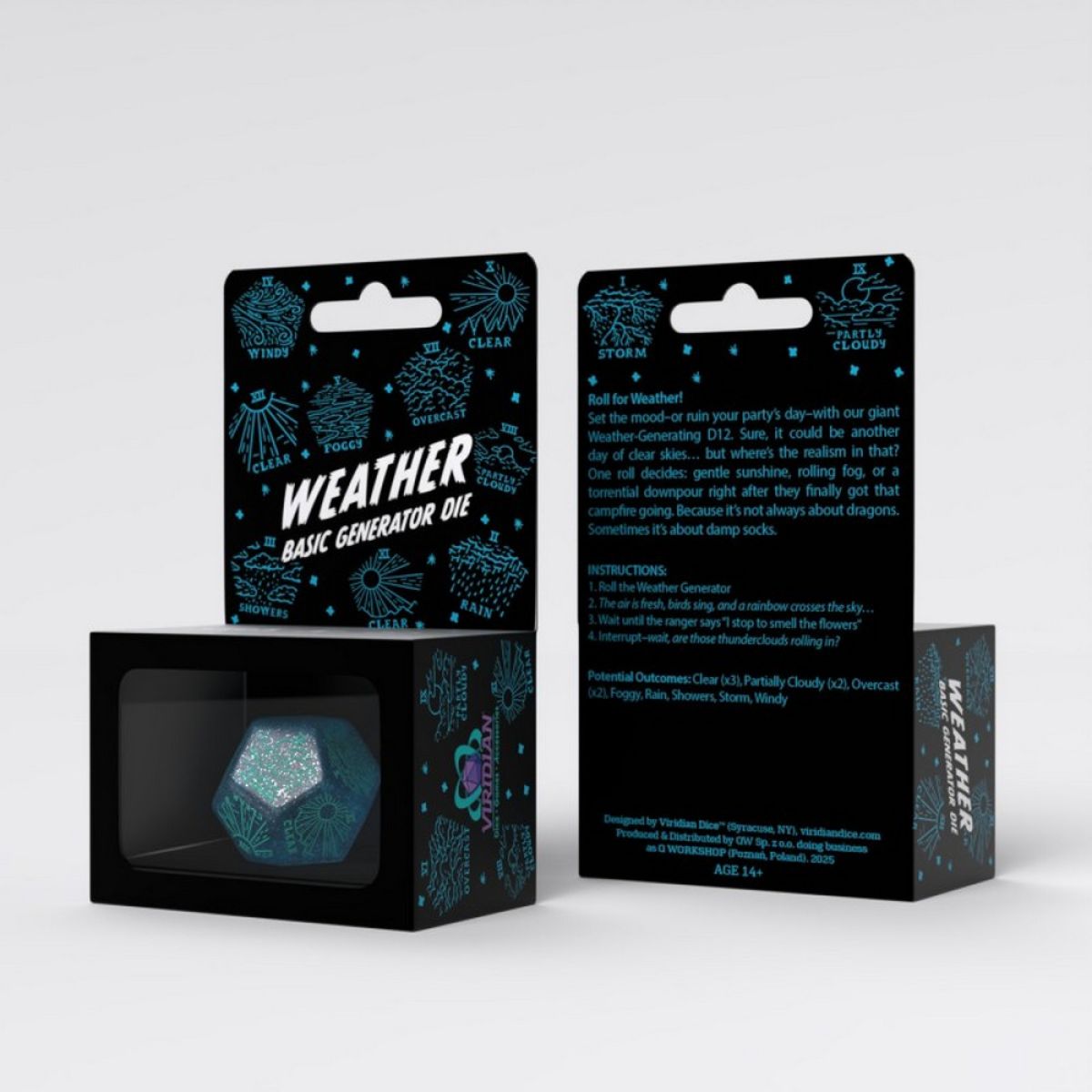 Q Workshop 20VWTG03 Weather Generator Die: Shimmering Blue (9250512437485)