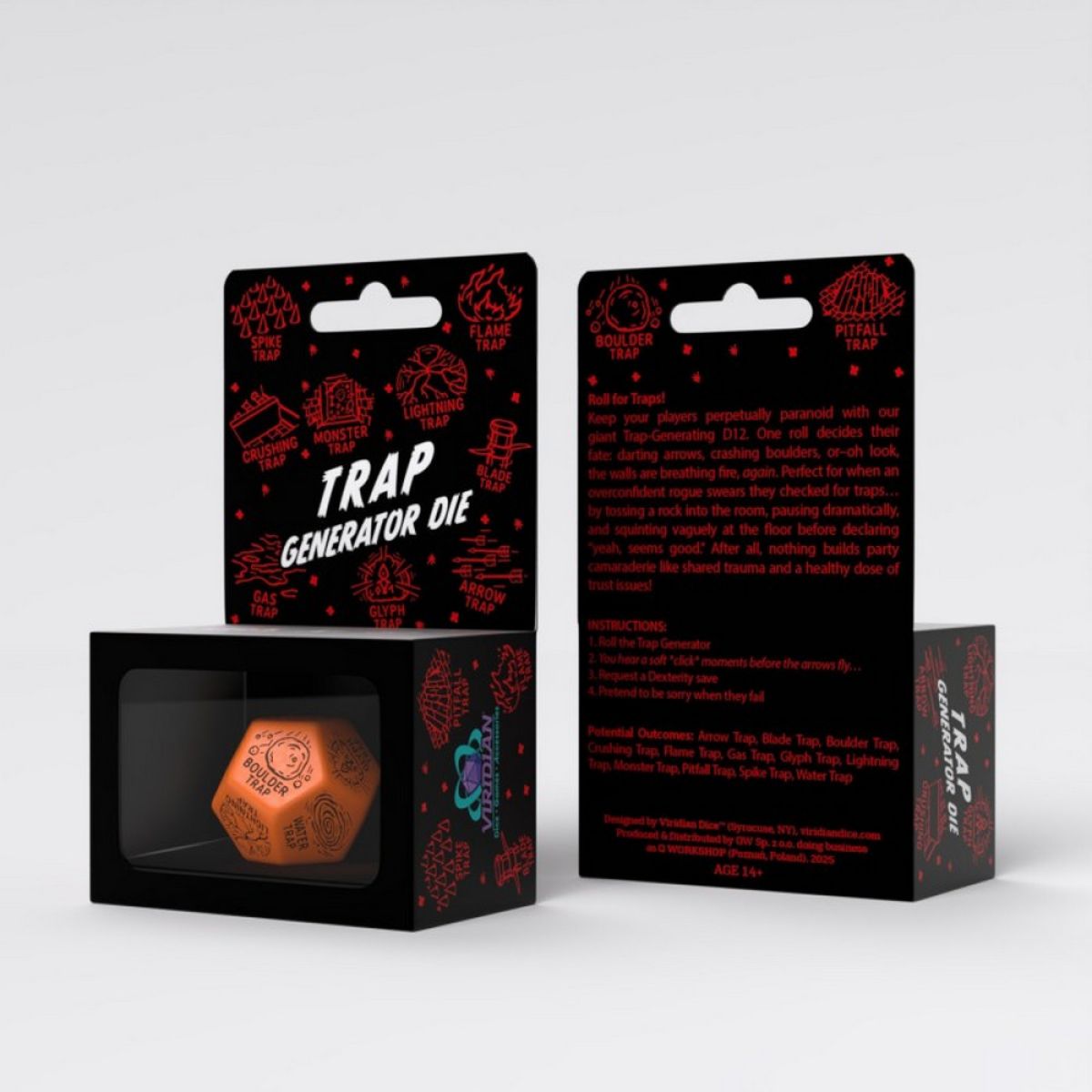 Q Workshop 20VTPG02 Trap Generator Die: Orange/Black (9250511716589)