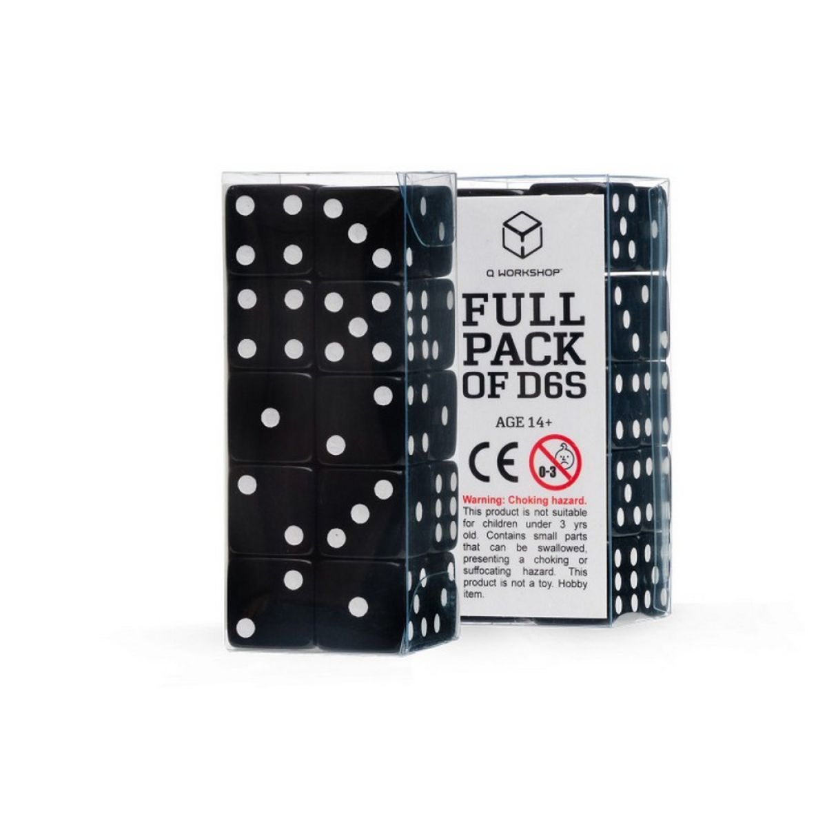 Q Workshop S20601 Full Pack of D6's: Black/White (9250516730093)