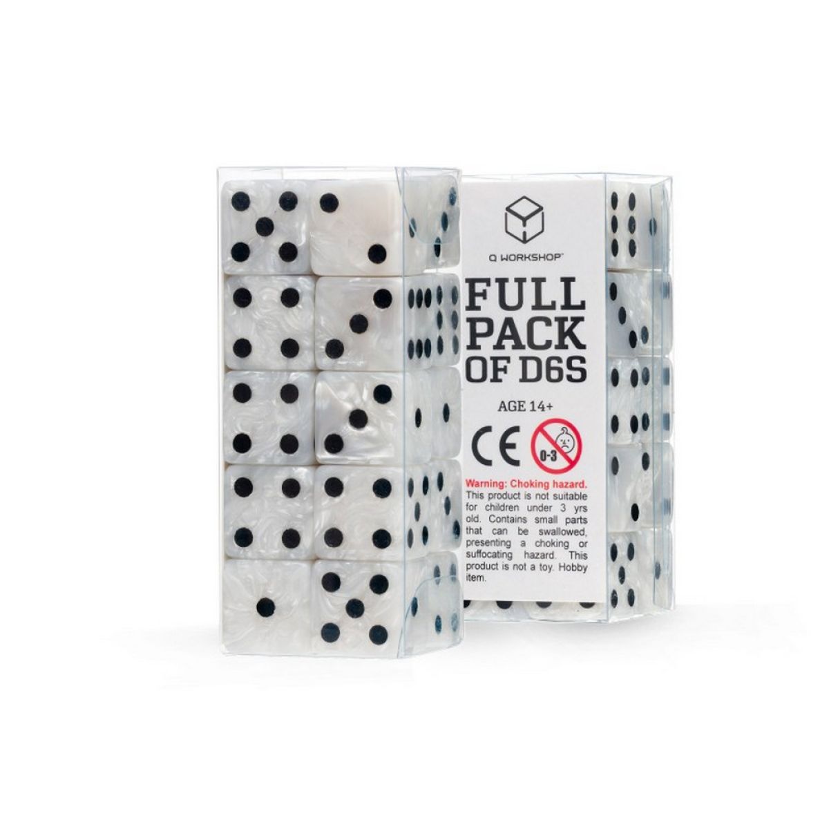Q Workshop S20602 Full Pack of D6's: Pearl/Black (9250516926701)