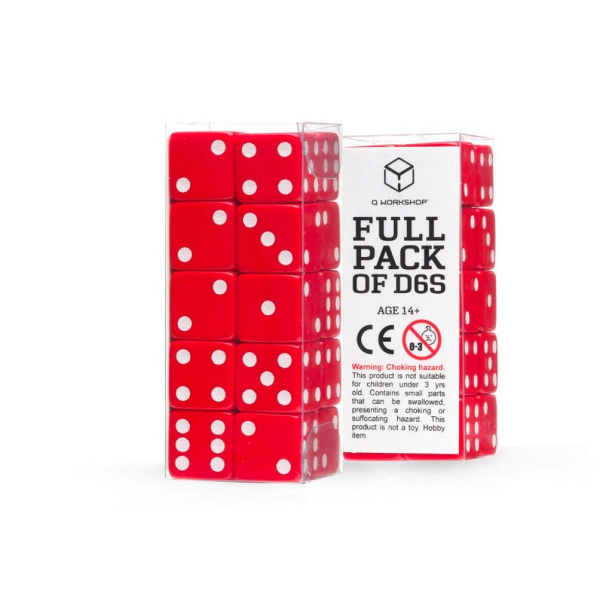 Q Workshop S20606 Full Pack of D6's: Red/White (9250517254381)