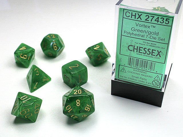 Chessex Vortex Green w/gold Classic Polyhedral 7
