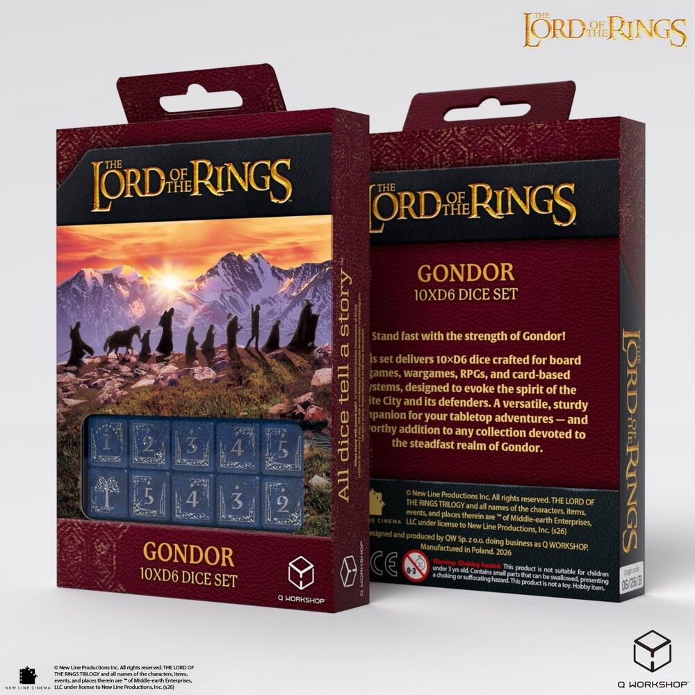 Q Workshop The Lord of the Rings: Gondor 10xD6 Dice Set - QW-LOTR/190166/GON/B