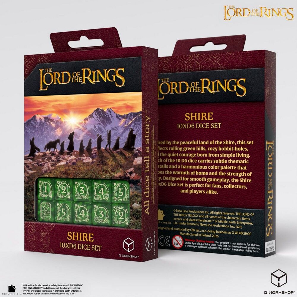 Q Workshop The Lord of the Rings: Shire 10xD6 Dice Set - QW-LOTR/190166/SHI/B