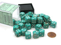 Chessex Marble 12mm d6 Oxi-Copper/white Dice Block (36 dice)