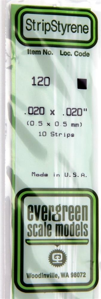 Evergreen 120 Styrene Strip (0.020 X 0.020 X 14") - 10 pieces (10908948871)