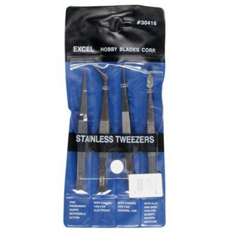 Excel Tools 30416 4pc Tweezer Set in Pouch - Hobby City NZ