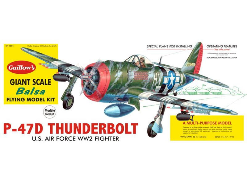 Guillows #1001 1/16 P-47D Thunderbolt - Balsa Flying Kit - Hobby City NZ (7537539350765)