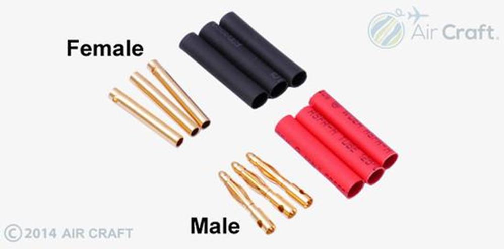 Hyperion HP-CONN-20L-03M 2.0mm Long Gold Connectors (3 Male) (7537591681261)