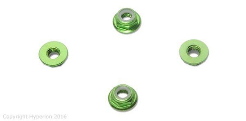 xHyperion HP-NUTLPGR5 5MM FLANGE LOCK NUT SET GREEN (LOW PROFILE)