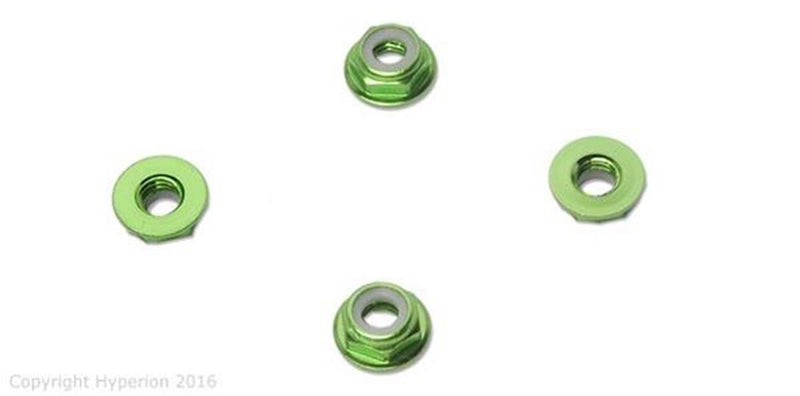 xHyperion HP-NUTLPGR6 6MM FLANGE LOCK NUT SET GREEN (LOW PROFILE)